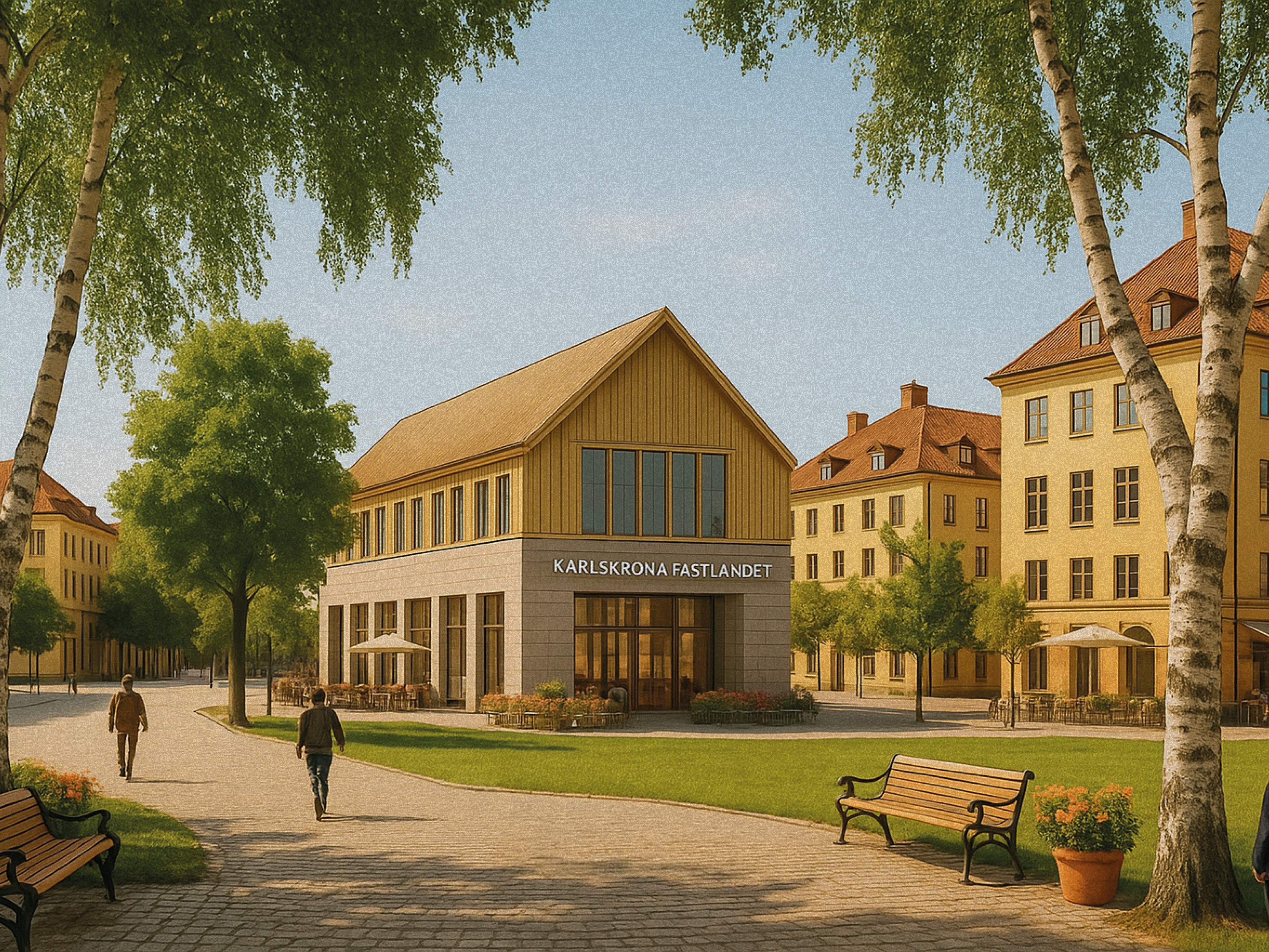 Southern entrance to Karlskrona Fastlandet station in new neighbourhood